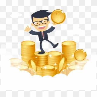Cartoon Happy Businessman With Money Vector Clipart
