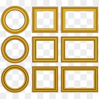 Square & Round Frame With Golden Border - Gold Frame Vector Free Clipart