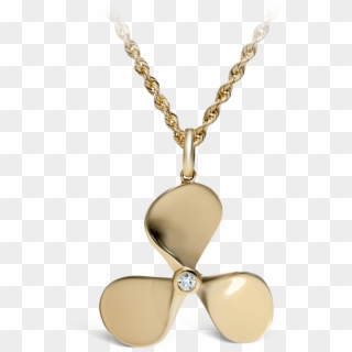 Yellow Gold Diamond Captain Propeller Pendant - Gold Necklace With Propeller Pendant Clipart