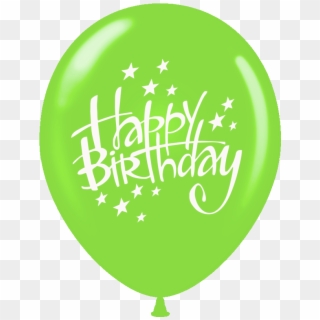 Balloons Printed Happy Birthday With Stars 1 Side 100 - Happy Birthday Balloon Green Clipart