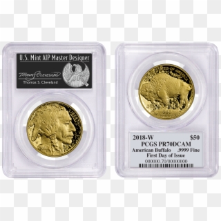 2018-w 1 Oz Gold Buffalo Proof $50 Pcgs Pr70 First - Quarter Clipart