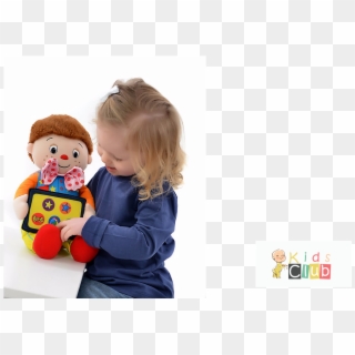 Kid Playing With Soft Toys Clipart