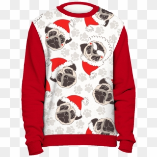 All Over Pug Face Christmas Sweater Clipart