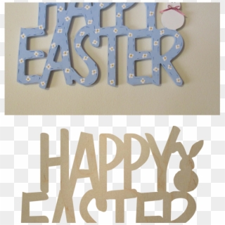 Happy Easter W Bunny Sign - Calligraphy Clipart