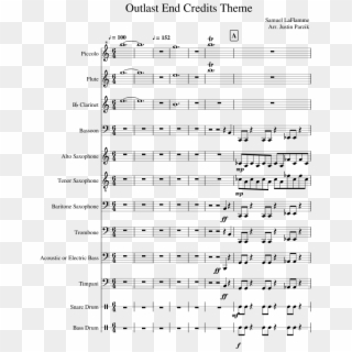 Outlast End Credits Theme Sheet Music Composed By Samuel - Bryce Canyon Overture Flute Clipart