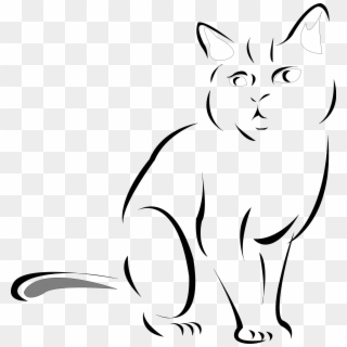 Black And White Cat Drawingcat Line Drawings Clipart - Black And White Cat Drawing - Png Download