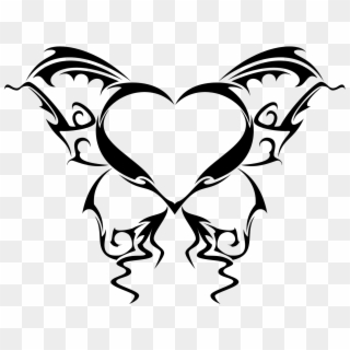Wings Tattoo Png Picture - Wing Heart Butterfly Tattoo Clipart