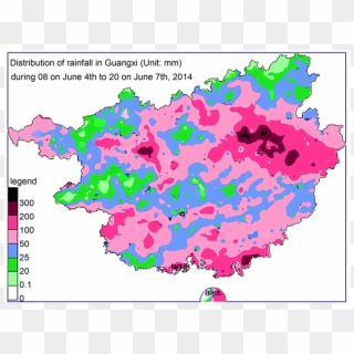 Distribution Of Rainfall In Guangxi During 08 On June - Map Clipart