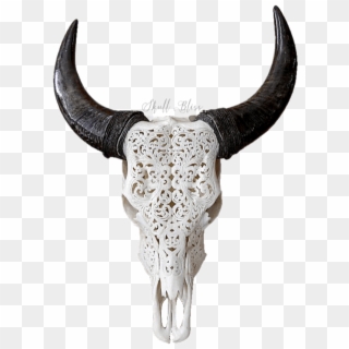 Carved Cow Skull // Xl Horns - Cow Skull Transparent Clipart