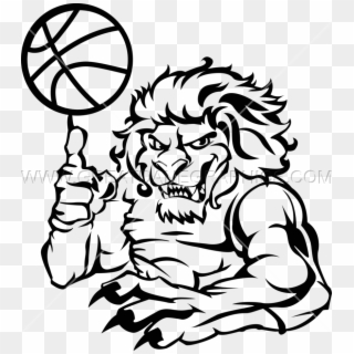 Basketball Lion - Lion Drawing With Basketball Clipart