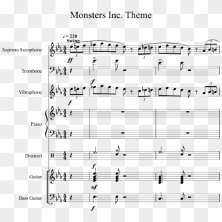 Theme Sheet Music 1 Of 29 Pages - Monsters Inc Theme Vibraphone Clipart