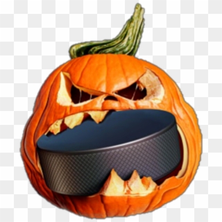 Pumpkin Hockey Puck Jackolantern - Hockey Pumpkin Clipart