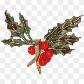 Hattie Carnegie Signed Holly & Berries Sprig Christmas - Christmas Ornament Clipart