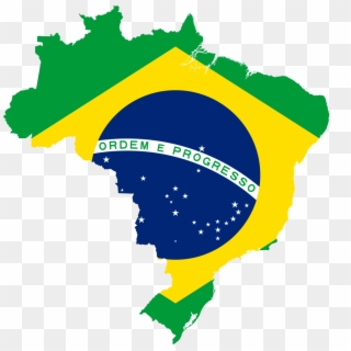 Map Of Brazil With Flag - Brazil Country With Flag Clipart