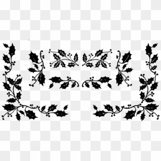 Clip Freeuse Old Designs Patterns Holly Border Frame - Christmas Holly Clip Art Black And White - Png Download