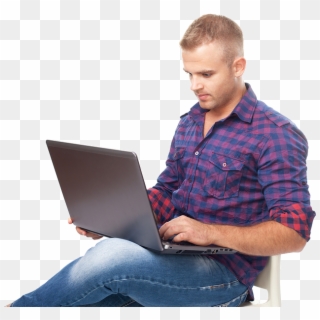 Sitting Man Png Laptop , Png Download Clipart