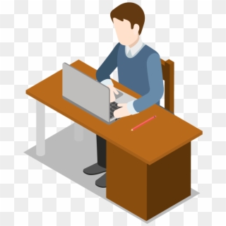 Man At Desk Png Transparent Images Pluspng - Man With Laptop Cartoon Png Clipart