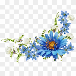 Flower Desktop Wallpaper Blue Wallpaper - Blue Flower Corner Png Clipart