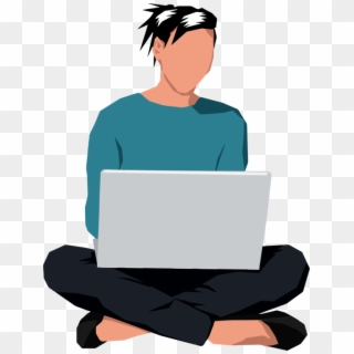 Laptop Manspreading Sitting Can Stock Photo - Man On Laptop Clipart - Png Download