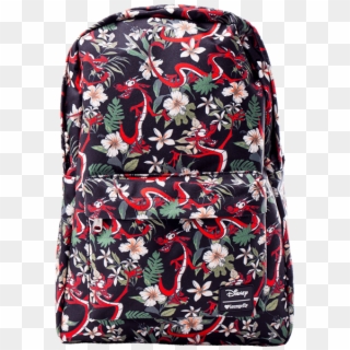 Mulan Mushu Black Floral Loungefly Backpack - Backpack Mushu Clipart