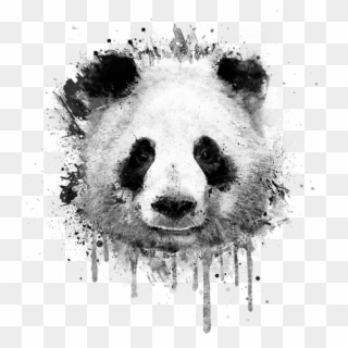 Graffiti Watercolor Panda Portrait In Black And - Panda Shirt Design Clipart