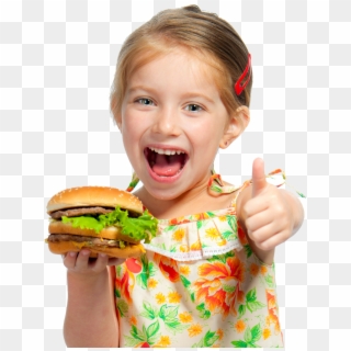 Girl Eating Chicken - Child Eating Burger Clipart