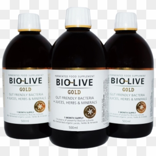 Bio Live Gold 3 Bottles Png - Glass Bottle Clipart