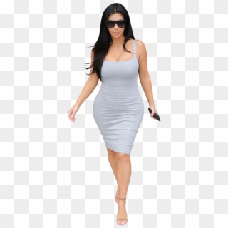 Kim Kardashian Wearing Grey Tank Dress - Cocktail Dress Clipart