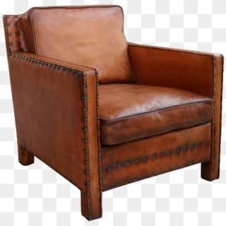 Nail Head Arm Chair In Distressed Leather - Club Chair Clipart