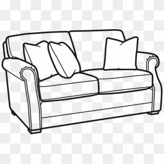 Coburn Fabric Loveseat Without Nailhead Trim - Couch Clipart Black And White - Png Download