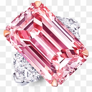 A Graff Emerald Cut Pink Diamond Ring With Heart Shape - Pink Diamond Ring Emerald Clipart