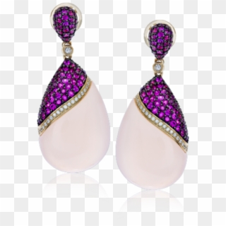 Zeghani 14k Yellow Gold Diamond, Pink Sapphire And - Earrings Clipart