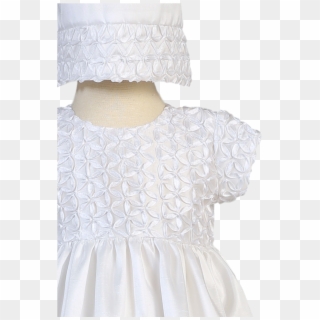 Ribbon Flower Embroidery On White Taffeta Baby Girls Clipart