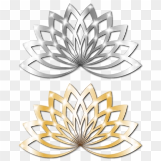 Silver Golden Lotus Floral Metal Shine Vector Ai File - Emblem Clipart