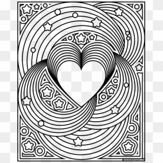 Rainbow Love Coloring Page- Available In Jpg And Transparent - Rainbow Colouring Pages For Adults Clipart