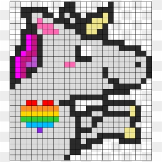 Rainbow Heart Unicorn Perler Bead Pattern / Bead Sprite - Visual Arts Clipart