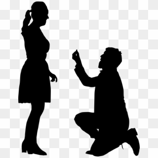 Png File Size - Couple Proposing Silhouette Png Clipart