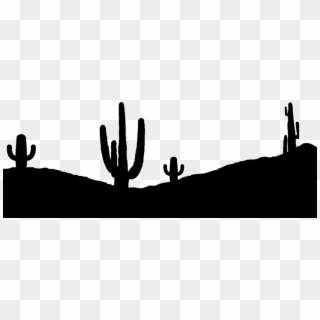 Cactus Silhouette Png , Png Download - Black And White Desert Silhouette Clipart