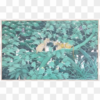 Balinese Painting Of Leopards In A Green - Still Life Clipart