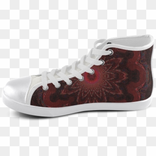Dark Red And Purple Lotus Star Mandala High Top Canvas - Once Upon A Shoes Clipart