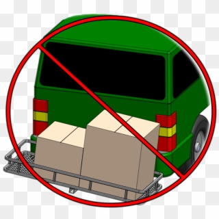 Green Car Crossed Out With Unstable Cargo - Compact Van Clipart