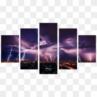 Lightning Storm 5 Piece Canvas - Paisagem De Raios Clipart