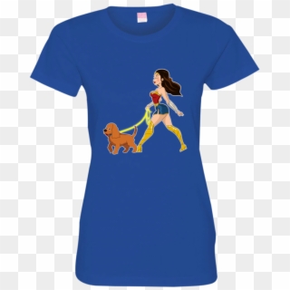 Wonder Woman Walking A Cocker Spaniel 3516 Lat Ladies' - Shirt Clipart