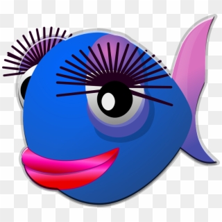 Fish, Female, Stylish, Fashion, Eye-lashes, Cute, Happy - Fish With Eyelashes Clipart