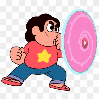 Steven Universe With His Weapon - Steven Universe With Shield Clipart