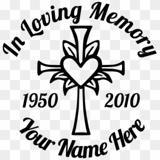 In Loving Memory Cross With Heart Sticker - Drawing Cross With Heart Clipart
