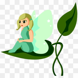 Fairy Tale Drawing Silhouette Pixie - Fairy Sitting On Leaf Clipart