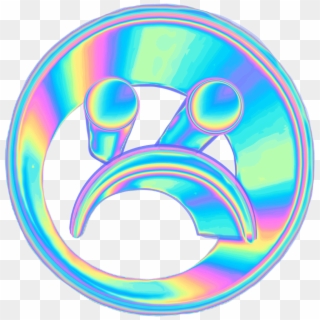Holo Frown Emoji Face Smileyface Holographic 3d Vaporwa - Circle Clipart