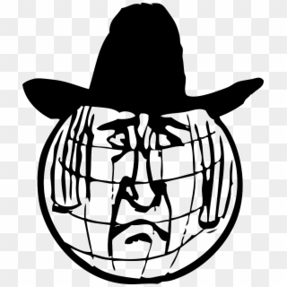 Face,sad,cowboy,frown - Earth With Sad Face Black And White Clipart