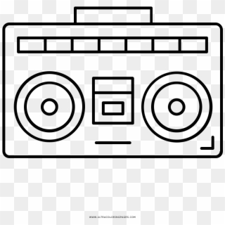 Boombox Coloring Page - Line Art Clipart